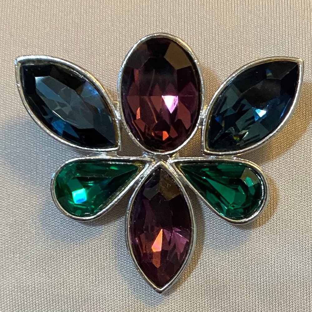 YVES SAINT LAURENT Paris  Designer Brooch  Jewel Colors (Vintage)